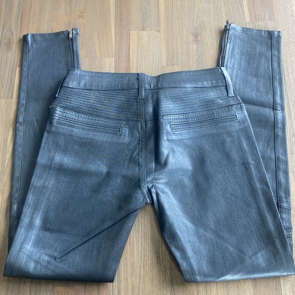 Fidelity Los Angeles Ozzy Jeans Womens Faux Leather in Zen Metallic Twill, NWOT - Picture 7 of 9